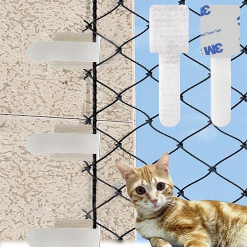 JUGGPENG 60 Stück Outdoor Adhesive Hooks, Klebehaken Außen für Katzennetz Balkon, Fixierung für Balkonnetz für Katzen Ohne Bohren, 3M-Modell, Katzenschutznetz (Ohne Katze Netz) JUGGPENG 60 Stück Outdoor Adhesive Hooks, Klebehaken Außen für Katzennetz Balkon, Fixierung für Balkonnetz für Katzen Ohne Bohren, 3M-Modell, Katzenschutznetz (Ohne Katze Netz) von JUGGPENG