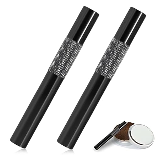 JUGUTA 2 Stück Ziehröhrchen Set, Schwarz, 7Cm Tragbarer Strohhalm, Metallrohr, Wiederverwendbar, Premium-Strohhalm von JUGUTA