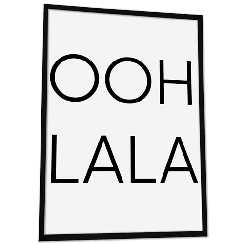 JUHMI Badezimmer Deko Bilder, HD Kunstdruck Bilder mit Rahmen, Wand Deko Aesthetic - WC Schild als Bad Deko Poster oder Gäste WC Deko: OOH LALA, A4 (21x29,7cm) mit Holz Rahmen von JUHMI