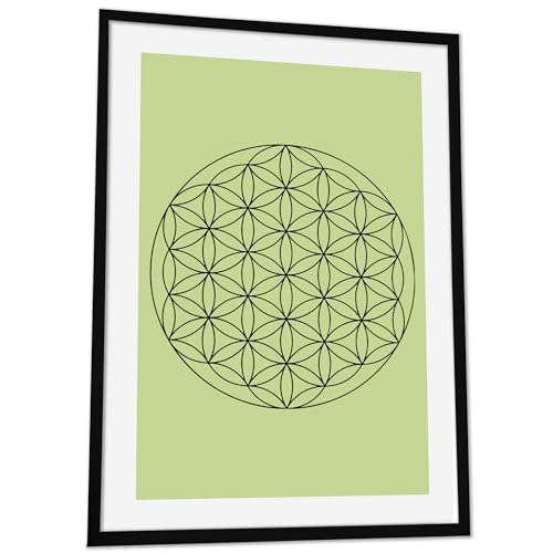 JUHMI Blume des Lebens Poster Personalisierbar - Yoga und Meditation Wandbild Wanddeko Wohnzimmer Schlafzimmer Küche - Aesthetic Room Decor Zimmer Deko Aesthetic - Lebensblume A3 (30x42cm) von JUHMI