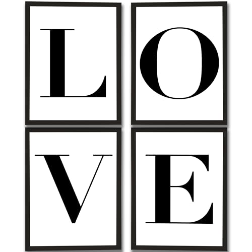 JUHMI Love Poster Set - 4x DIN A4, Glamour Lifestyle Mode - Perfekte Wanddekoration für Wohnzimmer, Schlafzimmer, Büro und mehr - Bilder Wohnzimmer Deko Schlafzimmer - Ohne Rahmen inklusive von JUHMI