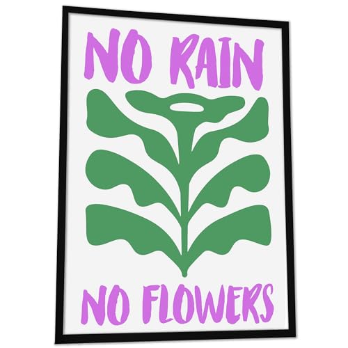 JUHMI Poster Vintage No Rain No Flowers - Aesthetic Room Decor/Zimmer Deko Aesthetic - Wanddeko Wohnzimmer Schlafzimmer Küche Badezimmer - A3 (29,7x42cm) Ohne Rahmen von JUHMI