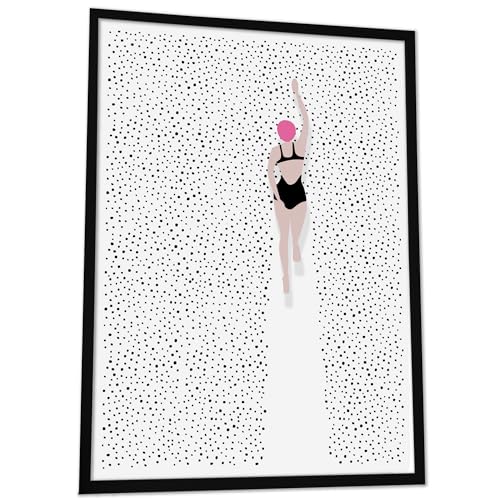 JUHMI Poster Vintage Swimming Girl In Dots - Aesthetic Room Decor/Zimmer Deko Aesthetic - Wanddeko Wohnzimmer Schlafzimmer Küche Badezimmer - A3 (29,7x42cm) Ohne Rahmen von JUHMI