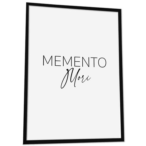 JUHMI Typographie Poster Vintage : Memento Mori - Aesthetic Room Decor/Zimmer Deko Aesthetic - Wanddeko Wohnzimmer Schlafzimmer Küche Badezimmer - 30x40 cm mit Holz Rahmen von JUHMI