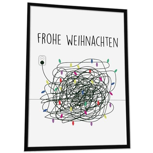 JUHMI Xmas Poster, A3 (30x42 cm) Deko mit Spruch zu Weihnachten, Wohnzimmer Wanddeko, Schlafzimmer, Küche Dekoration mit und ohne Rahmen, Frohe Weihnachten Kabelsalat von JUHMI