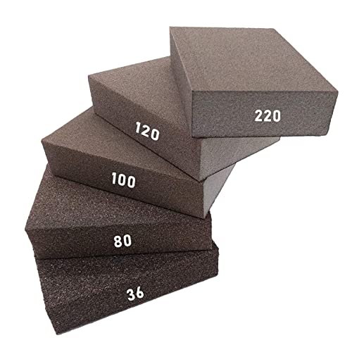 5 Pcs Schleifschwamm, Grob Mittel Fein Superfein 5 Verschiedene Schleifklotz, Nass & Trocken Anwendbar Schleifblock, Schleifpapier Schmirgelpapier Schleifvlies fur Holz Weichholz Metall Kunststoff von Deolven