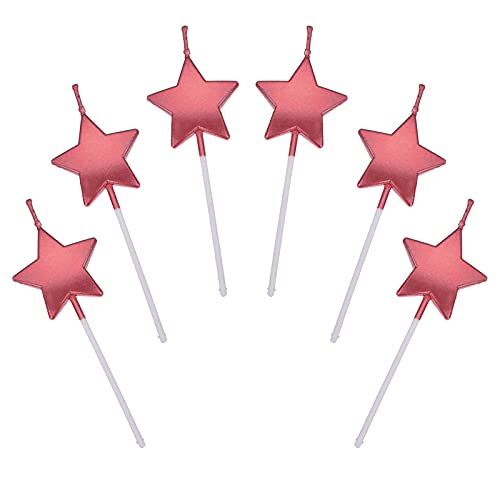 JUHONNZ Sternform Geburtstagskerzen,6 Pcs Cake Topper Dekorationen Geburtstagskerzen Metallisch Kuchen Kerzen für Kinder Geburtstag Hochzeit Party,Rot von JUHONNZ