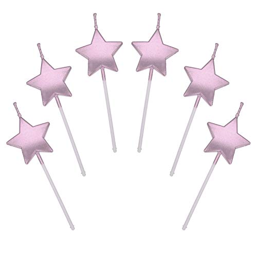 JUHONNZ Sternform Geburtstagskerzen,6 Pcs Cake Topper Dekorationen Geburtstagskerzen Metallisch Kuchen Kerzen für Kinder Geburtstag Hochzeit Party,Silber/Gold/Champagner/Roségold von JUHONNZ