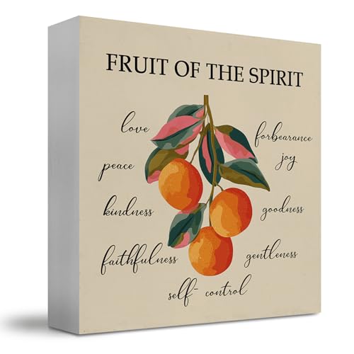 JUIOEIU Christliche Schreibtischdekoration, Frucht des Geistes, Bibelvers aus Holz, Bauernhaus, Orangenfrucht, religiöse Schrift, Holzblock für Zuhause, Küche, Schreibtisch, Regal, Tischdekoration JUIOEIU Christliche Schreibtischdekoration, Frucht des Geistes, Bibelvers aus Holz, Bauernhaus, Orangenfrucht, religiöse Schrift, Holzblock für Zuhause, Küche, Schreibtisch, Regal, Tischdekoration von JUIOEIU