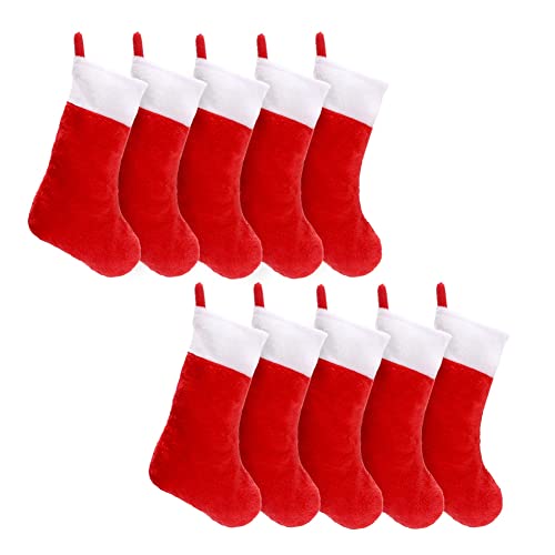 JUJNE 10 STÜCKE Roter Filz WeihnachtsstrüMpfe WeihnachtsstrüMpfe Halter Socken Home Kamin Geschenk Aufbewahrungsbeutel für Den Urlaub von JUJNE