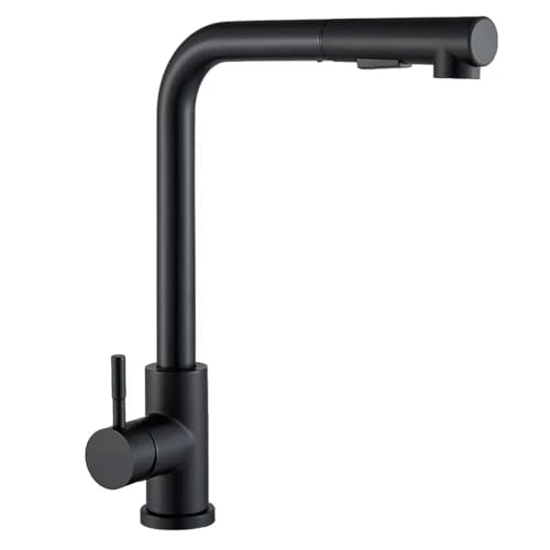 JUJNE Ausziehbare Küchenspüle Wasserhahn Bachlauf & Sprühdüse Armaturen Schwarz Edelstahl Heiß Kalt Wasser von JUJNE