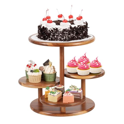 JUJOYBD Etagere 4 Etagen für Muffins Cupcakes Tortenständer Holz rustikal Tortenplatte Cupcake Turm Kuchenständer, Dessert Display Stand Deko für Geburtstag Hochzeit Party Ostern von JUJOYBD