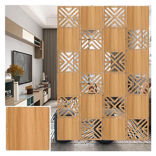 JUJUJ Anpassbare hängende Raumteilerpaneele aus Holz und Kunststoff – 11,4" x 11,4" – Elegante Deko-Lösung for Zuhause und Büro(Natural B,4Pcs) von JUJUJ