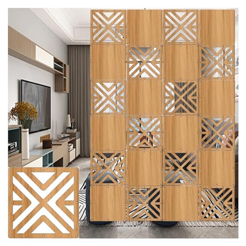 JUJUJ Anpassbare hängende Raumteilerpaneele aus Holz und Kunststoff – 11,4" x 11,4" – Elegante Deko-Lösung for Zuhause und Büro(Natural a,4Pcs) von JUJUJ