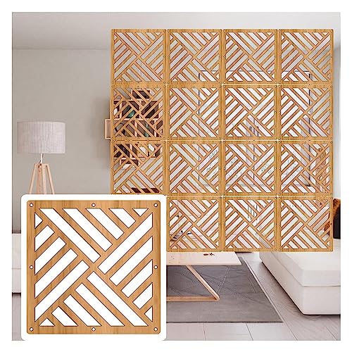 JUJUJ Anpassbare hängende Raumteilerpaneele aus Holz und Kunststoff – 11,4" x 11,4" for die Dekoration zu Hause und im Büro(Natural,22Pcs) von JUJUJ