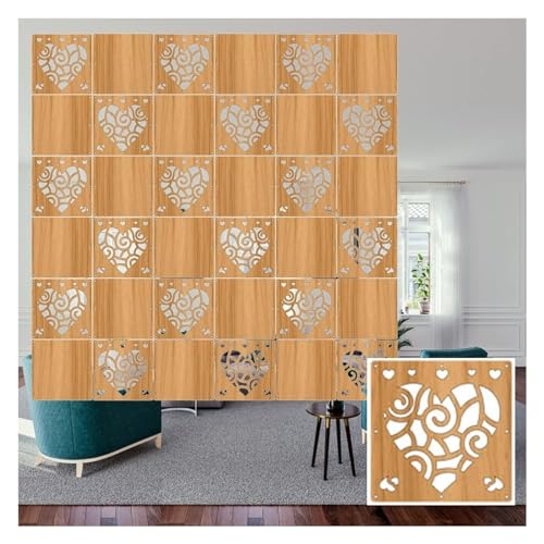 JUJUJ Elegante hängende Raumteilerpaneele aus Holz und Kunststoff – anpassbar 11,4" x11,4 for die Dekoration von Zuhause und Büro(Natural a,28Pcs) von JUJUJ
