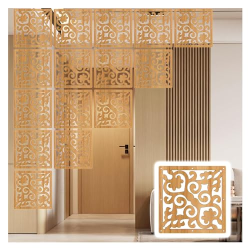 JUJUJ Elegantes, anpassbares Raumteiler-Panel aus Holz und Kunststoff for Aufhängen – 11,4 x 11,4 Zoll for die Dekoration zu Hause und im Büro(Natural B,22Pcs) von JUJUJ