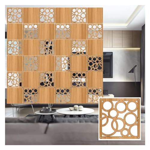 JUJUJ Vielseitiges Raumteilerpaneel aus Holz und Kunststoff for Aufhängen – 29,9 x 29,9 cm – Stilvoller Raumteiler for die Dekoration zu Hause und im Büro(Natural a,12Pcs) von JUJUJ