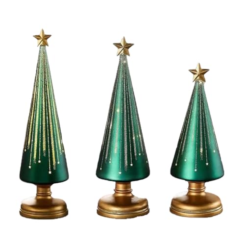 3PCS Übergangsglas Sternenhimmel-Baum mit LED-Beleuchtung, Verlaufender Glas-Weihnachtsbaum, Geeignet für Harz-Weihnachtsanhänger Handgemachte Geschenkdekorationen (Grün) von JUKOOE