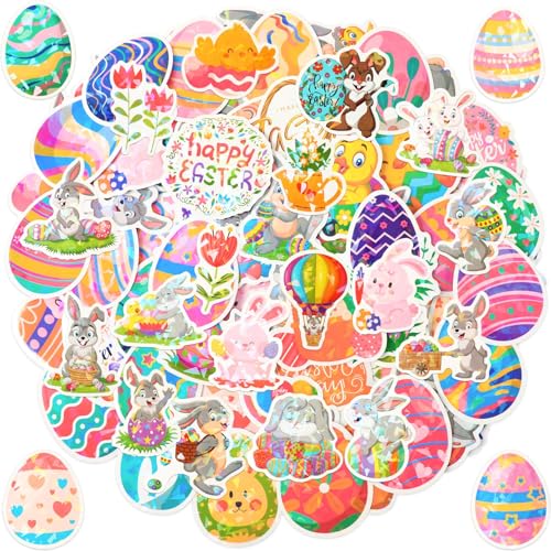 JULBEAR Aufkleber Ostern, 100 Stück Sticker Ostern Osteraufkleber Osterei Hasen Osterdeko Aufkleber Ostern Bastelset Selbstklebend Skateboards Wasserflaschen DIY-Basteln Feiertags Frühlingsdekor von JULBEAR