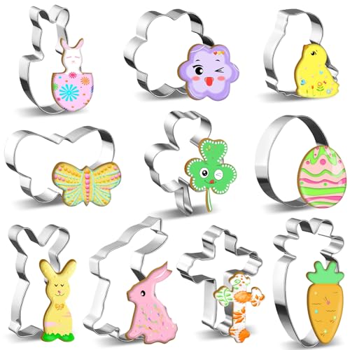 JULBEAR Ostern Ausstechformen Set, 10 Stück Keksausstecher Ausstechförmchen Ostern Hasen Häschenkopf Osterplätzchen Ausstecher für Backen Hase Küken Ei JULBEAR Ostern Ausstechformen Set, 10 Stück Keksausstecher Ausstechförmchen Ostern Hasen Häschenkopf Osterplätzchen Ausstecher für Backen Hase Küken Ei von JULBEAR