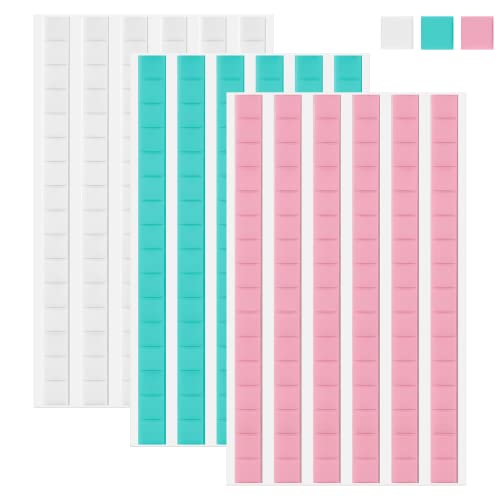 JULBEAR Selbstklebende Klebeknete, 288 Stück 3D Klebepunkte Doppelseitige Foto Klebepads Ablösbare Wandkleber Wiederverwendbar Klebeknete für Bildern Postern Fotorahmen(Weiß Blau Rosa) von JULBEAR