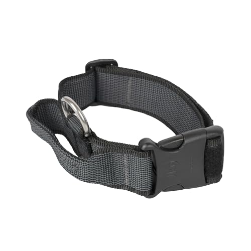 JULIUS-K9, 100HA-K-15-P Color & Grau K9-Halsband mit Haltegriff, Sicherheitsverschluss und Logo, 40 mm*38-53 cm, verstellbar, schwarz-grau, von JULIUS K-9