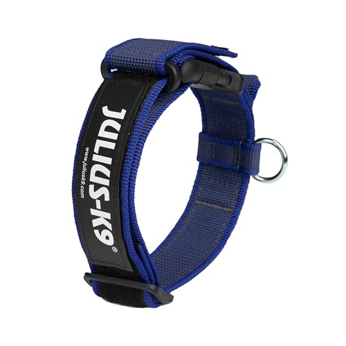 JULIUS-K9, 100HA-K-B-2015 Color & Gray K9-Halsband mit Haltegriff, Sicherheitsverschluss und Logo, 40 mm*38-53 cm, verstellbar, blau-grau von JULIUS K-9