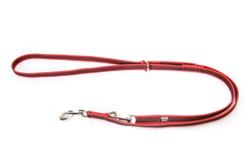 IDC Color & Gray verstellbare Leine mit Doppelkarabiner, 20 mm x 2,2 m, Rot-Grau von JULIUS K-9