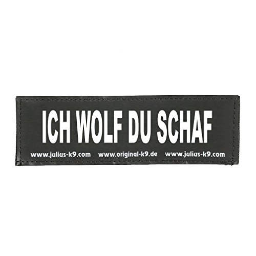 Julius-K9 162LR-K-36418 Klettaufschrift, ICH WOLF DU SCHAF, klein, schwarz von JULIUS K-9