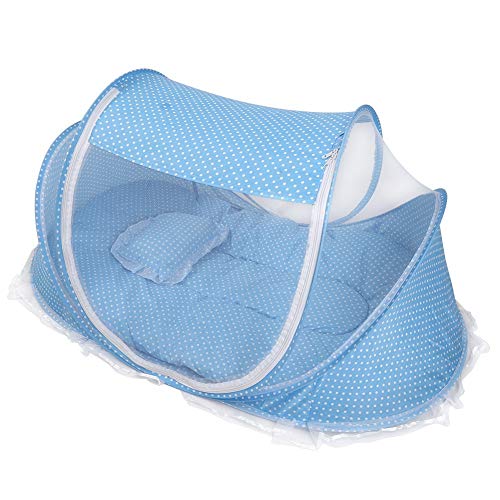 JULYKAI Baby Strandzelt, tragbares faltbares Moskitonetz Anti-Bug Krippenwiegezelt mit Matratzenkissen für Baby Kleinkind Tragbares Babyreisezelt(Blau) von JULYKAI