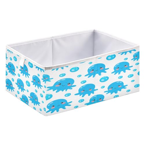 JUMBEAR Aufbewahrungskorb mit Oktopus-Motiv, faltbar, Spielzeug-Aufbewahrungsbox für Zuhause, Organisation, Regal, Schrank, 40 x 27 x 17 cm, Blau JUMBEAR Aufbewahrungskorb mit Oktopus-Motiv, faltbar, Spielzeug-Aufbewahrungsbox für Zuhause, Organisation, Regal, Schrank, 40 x 27 x 17 cm, Blau von JUMBEAR