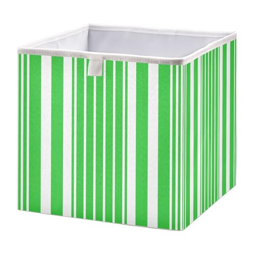 JUMBEAR Aufbewahrungskorb mit grünen Streifen, faltbar, Spielzeug-Aufbewahrungsbox für Zuhause, Regal, Schrank, 28 x 28 x 28 cm JUMBEAR Aufbewahrungskorb mit grünen Streifen, faltbar, Spielzeug-Aufbewahrungsbox für Zuhause, Regal, Schrank, 28 x 28 x 28 cm von JUMBEAR