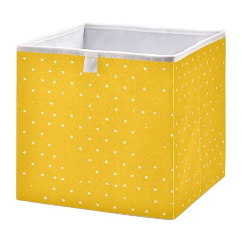 JUMBEAR Aufbewahrungskorb mit weißen Punkten und gelbem Hintergrund, faltbarer Aufbewahrungskorb, Spielzeug-Aufbewahrungsbox für Zuhause, Regal, Schrank, 28 x 28 x 28 cm JUMBEAR Aufbewahrungskorb mit weißen Punkten und gelbem Hintergrund, faltbarer Aufbewahrungskorb, Spielzeug-Aufbewahrungsbox für Zuhause, Regal, Schrank, 28 x 28 x 28 cm von JUMBEAR