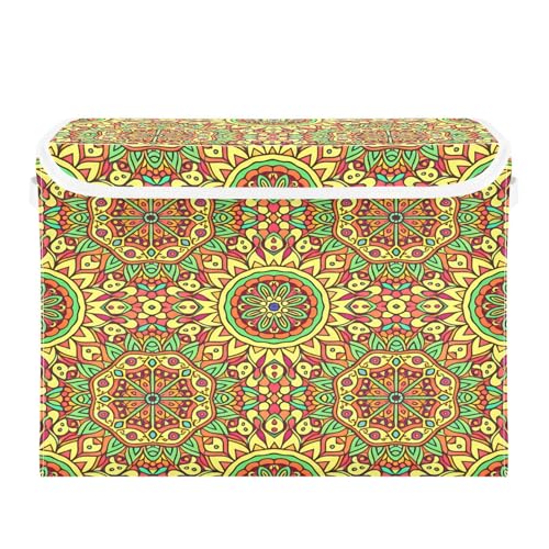 JUMBEAR Boho-Mandala-Aufbewahrungsbehälter mit Deckel, faltbare Stoff-Aufbewahrungsboxen, Aufbewahrungskorb, Schrankkorb für Schlafzimmer, Büro, Halloween-Dekoration von JUMBEAR