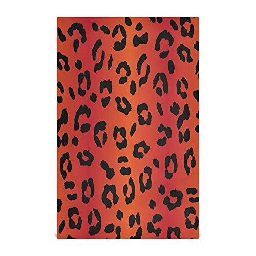 JUMBEAR Fashion Red Gradient Leopard Animal Print Küche Geschirrtuch weich saugfähig Geschirrtücher wiederverwendbar Handtuch Geschirrtücher und Tischdekoration Handtücher 71,1 x 45,7 cm 4er-Pack von JUMBEAR