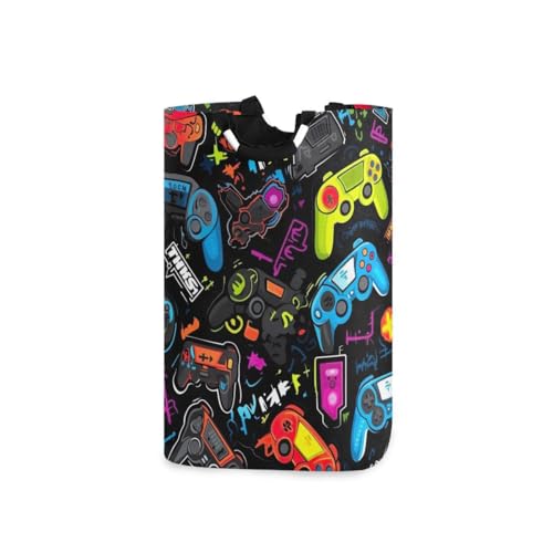 JUMBEAR Game Controller Großer Wäschekorb, zusammenklappbarer Wäschesack, faltbarer Wäschekorb, Spielzeug-Aufbewahrungskorb für Decken, Handtücher, Bücher von JUMBEAR