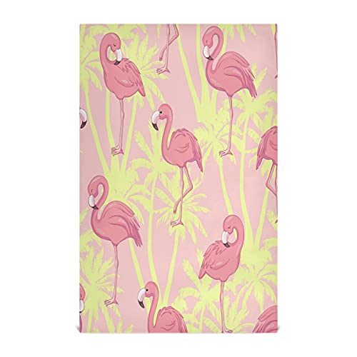 JUMBEAR Schönes rosa Flamingo tropische Palme Küchentuch weich saugfähig Geschirrtücher wiederverwendbar Handtuch Geschirrtücher und Tischdekoration Handtücher 71,1 x 45,7 cm 1 Packung von JUMBEAR