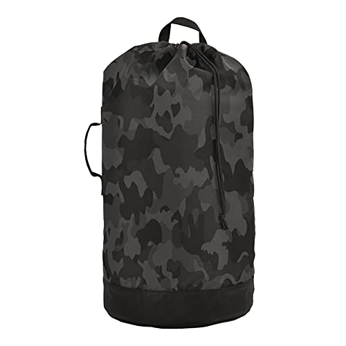 JUMBEAR Schwarzer Camouflage-Wäschesack mit Kordelzug, wasserdicht, langlebig, Aufbewahrungskorb für schmutzige Kleidung, Wäschesammler mit Schultergurten von JUMBEAR