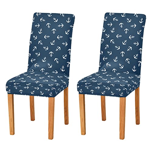 JUMBEAR Stuhlhussen mit Anker für Esszimmer, Stretch-Stuhlhussen, abnehmbar, waschbar, staubabweisend, dekorativer Sitzschutz, 4er-Set von JUMBEAR