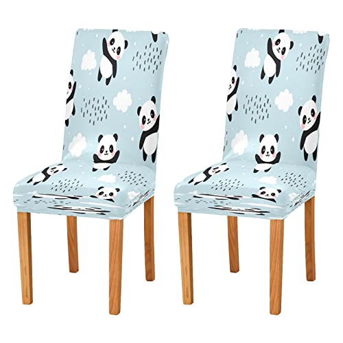 JUMBEAR Stuhlhussen mit niedlichem Panda-Motiv, dehnbar, abnehmbar, waschbar, staubabweisend, für Küchenstuhl, dekorativer Sitzschutz, 2er-Set von JUMBEAR