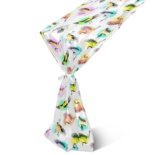 JUMBEAR Tischläufer aus Chiffon, bunt mit rotem Kranich, transparenter romantischer Tüll-Tischläufer für Weihnachten, Hochzeit, Brautparty, Teeparty, Babyparty, Geburtstag, Party, Tischdekoration, 274 von JUMBEAR