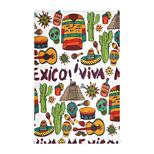 JUMBEAR Viva Mexico Küchen-Geschirrtuch, weich, saugfähig, wiederverwendbar, Handtuch, Geschirrtücher und Tischdekoration, Handtücher, 71,1 x 45,7 cm, 4 Stück von JUMBEAR