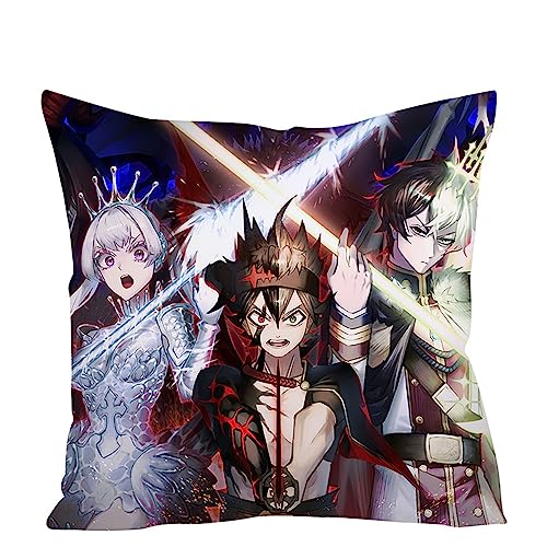 JUMBOZ Black Clov-er Anime Bedruckt Kissenbezug, Weiche Resistent Dekorative Kissenhülle, Modern Soft Kissen Fall Deko Wohnzimmer-Multicolor 5||45x45cm von JUMBOZ