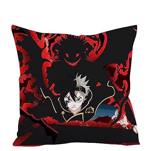 JUMBOZ Black Clov-er Anime Bedruckt Kissenbezug, Weiche Resistent Dekorative Kissenhülle, Modern Soft Kissen Fall Deko Wohnzimmer-Multicolor 7||45x45cm von JUMBOZ