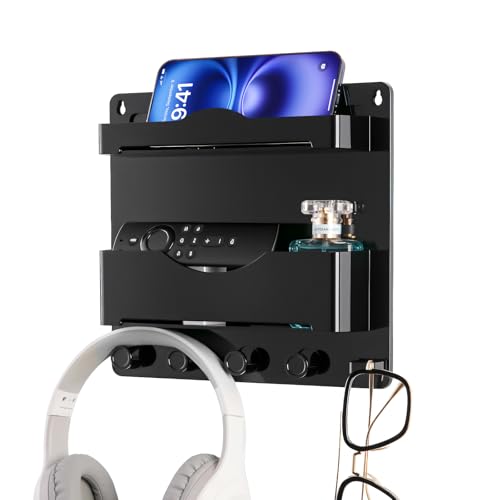 JUMEIHUI Nachttisch-Wand-Organizer mit 4 Haken, selbstklebendes Nachttischregal, Wandhalterung, Kunststoff-Telefonregal, Schlafsaal und Raumzubehör, Wand-Organizer für Handy, Brille, Fernbedienung JUMEIHUI Nachttisch-Wand-Organizer mit 4 Haken, selbstklebendes Nachttischregal, Wandhalterung, Kunststoff-Telefonregal, Schlafsaal und Raumzubehör, Wand-Organizer für Handy, Brille, Fernbedienung von JUMEIHUI