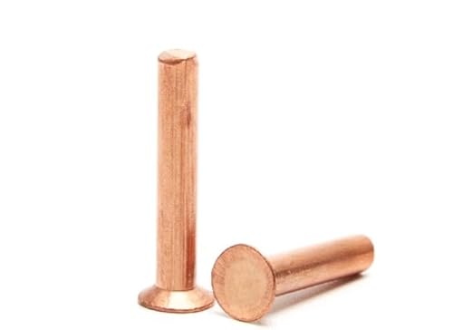 JUMELA Flachkopfnieten aus reinem Kupfer GB869 M2/M2,5/M3/M4/M5/M6/M8 Kupfer-Senkkopf-Vollnieten DIN661 2/10/50 Stück (Color : 12mm, Size : M4 10pcs) von JUMELA