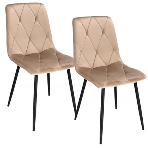 JUMI 2er Set Modern Esszimmerstuhl PIADO - 44 x 89 x 52 cm, Stühle Esszimmer, Wohnzimmer, Schlafzimmer, Bürostuhl Ohne Armlehne - Schreibtischstuhl, Schminktisch Stuhl - Metallbeine, Samt von JUMI