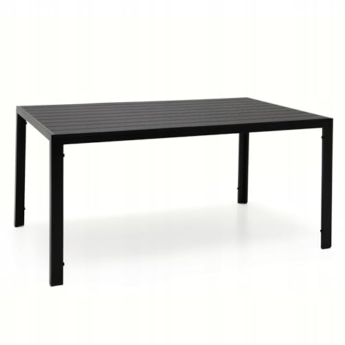 JUMI Aluminium GARTENTISCH 150x90x74 POLYWOOD Schwarze TISCHPLATTE FÜR GARTENTERRASSE von JUMI
