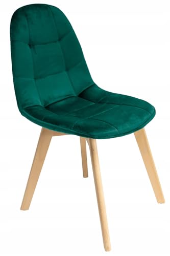 JUMI Esszimmerstuhl Colin - Stuhl zum Esszimmer Wohnzimmer Büro - Office Chair - Schminktisch Stuhl - Ohne Armlehne - Holzbeine - Samt - Grün von JUMI